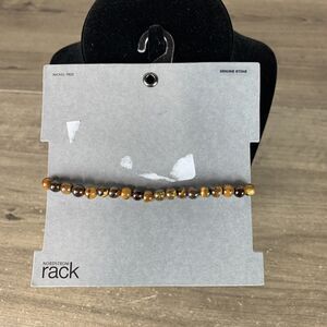 Nordstrom Genuine Stone Gemstone Prayer Bead Tiger Eye Bracelet Stretch One Size